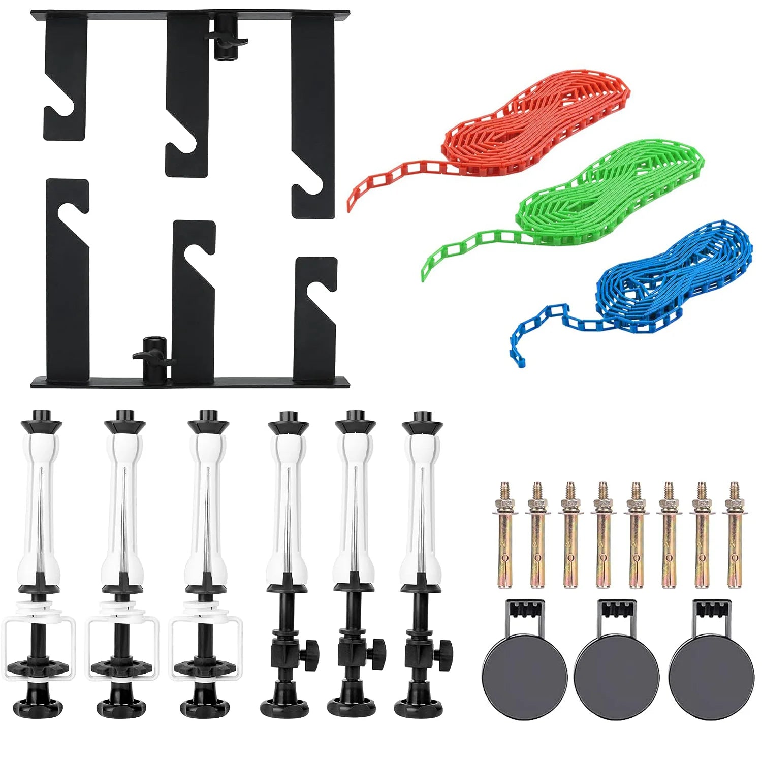 HIFFIN Photography 3 Roller Backdrop Stand & Wall Mount, Manual Background Roller Support System with 2 Tri-fold Hooks, 6 Expand Bars, and 3 Chains for Conveniently Holding 3 Backdrops HIFFIN Photography 3 Roller Backdrop Stand & Wall Mount, Manual Background Roller Support System with 2 Tri-fold Hooks, 6 Expand Bars, and 3 Chains for Conveniently Holding 3 Backdrops